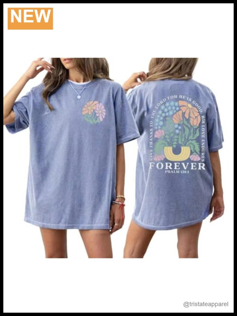 Oversized Christian Faith Bible Verse Graphic Tee T-Shirt Cotton Blend